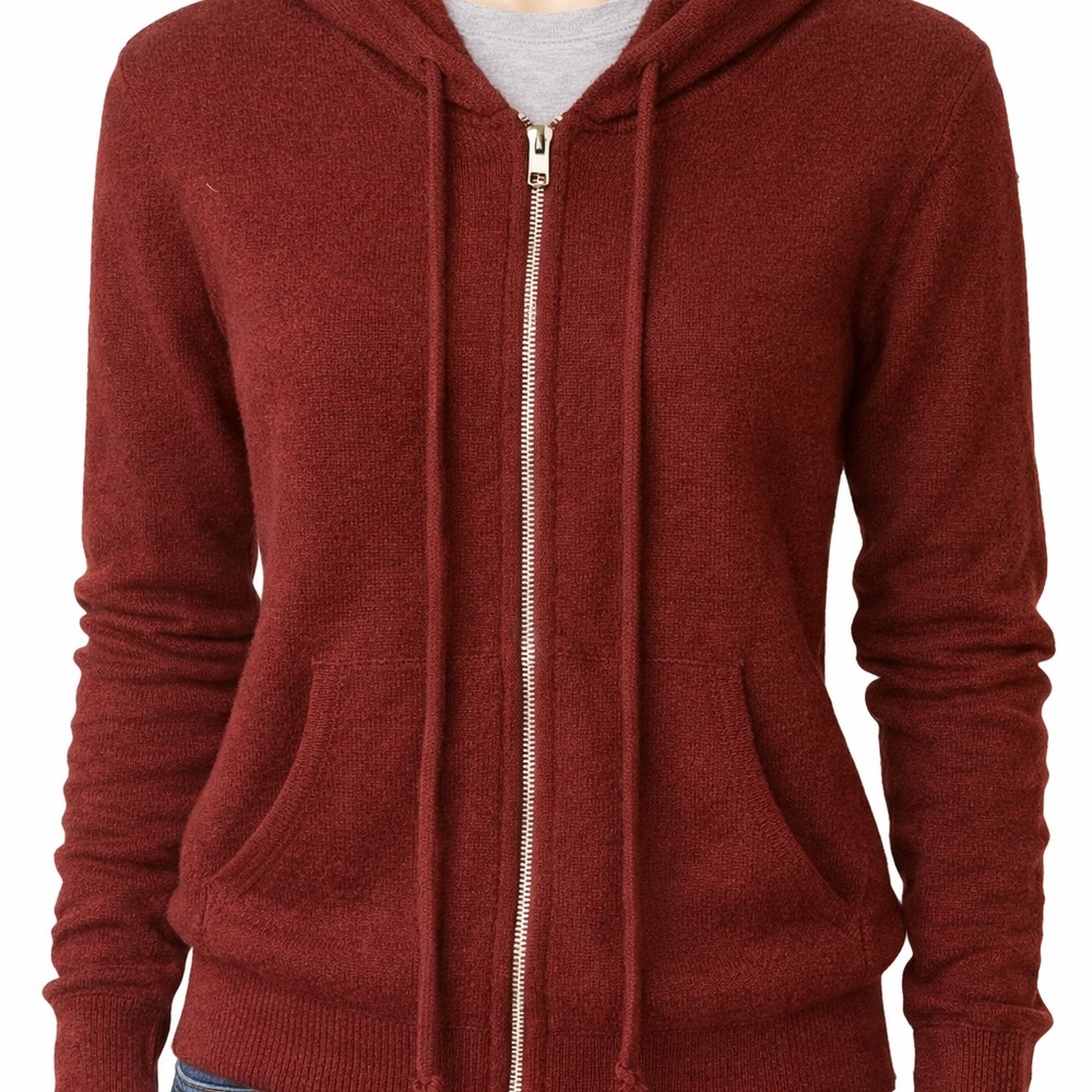 Zenana Zip-Up Hoodie Sweater – Burgundy/ Size S